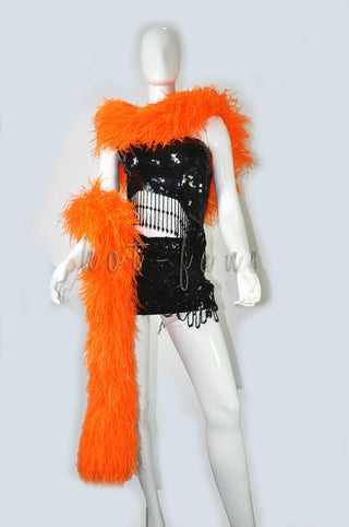 Boa de luxe en plumes d'autruche orange 12 plis