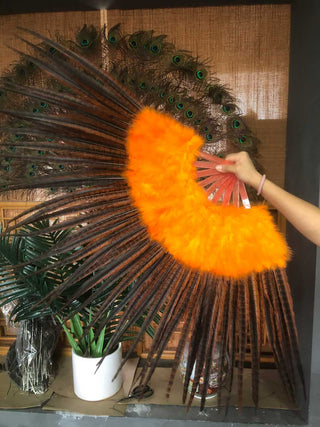 Orange Marabou & Pheasant Feather Fan