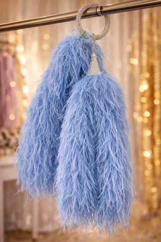 Crystal hand ring and cone connector detail for ostrich feather boa stage ensemble