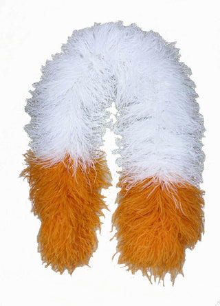 Boa en plumes d'autruche de luxe, mélange blanc et orange, 20 plis