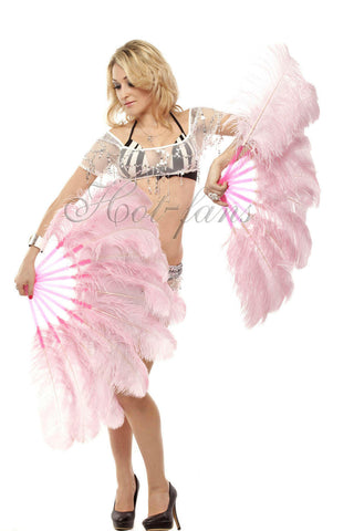 A pair Light pink Single layer Feather fan 24"x 41"