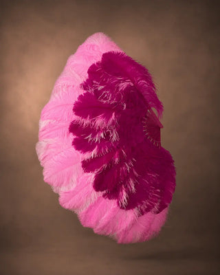 Mix Color 3 Layers Burlesque Ostrich Feather Fan 32" x 54" | Professional Control