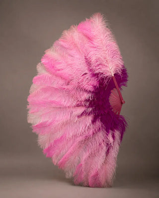Mix Color 3 Layers Burlesque Ostrich Feather Fan 32" x 54" | Professional Control