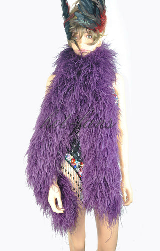 Boa en plumes d'autruche de luxe violet foncé 20 plis