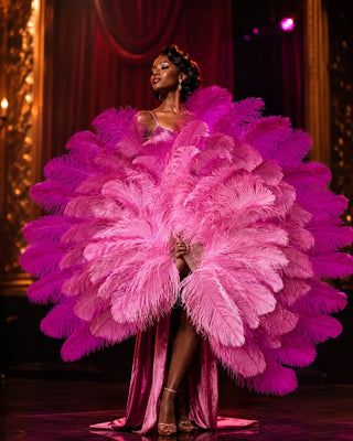 Layered mix color 3 layers 34 x 65 ostrich feather fan styles