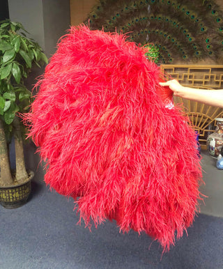 Luscious Red 4 layers ostrich Feather Fan 35"x 67"