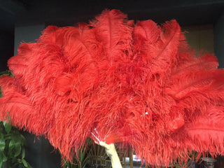 Luscious Red 4 layers ostrich Feather Fan 35"x 67"
