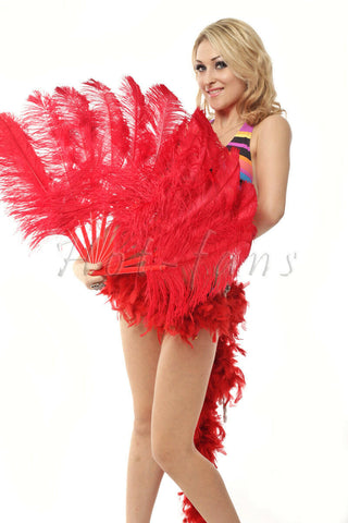 Luscious Red  Single layer Feather fan 25"x 45"