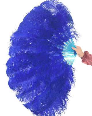 ventaglio di piume di struzzo blu reale a 2 strati 30"X 54"