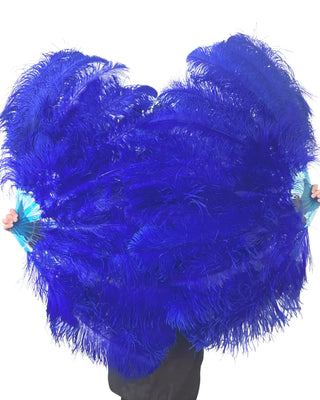 ventaglio di piume di struzzo blu reale a 2 strati 30"X 54"