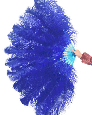 ventaglio di piume di struzzo blu reale a 2 strati 30"X 54"