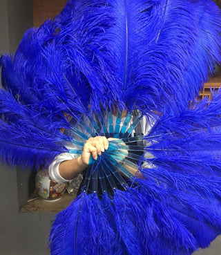 Une paire d'éventails plumes monocouche bleu royal 24"x 41"