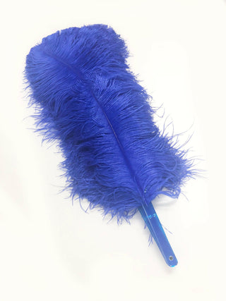 Éventail en plumes d'autruche bleu roi XL 2 épaisseurs 34"x 60"