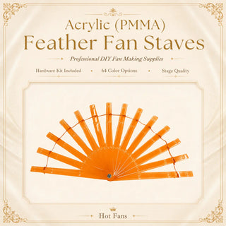 Acrylic PMMA single layer fan staves set of 14 for DIY ostrich feather fan making