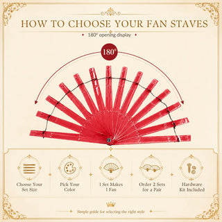 Specifications for Acrylic PMMA single layer fan staves set of 14 in 10 inch size with 180 degree opening