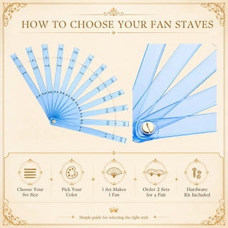 Close-up of Acrylic PMMA fan staves with crystal-glue glossy finish