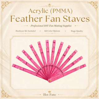 Acrylic PMMA single layer fan staves set of 12 for DIY ostrich feather fan making
