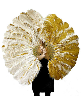 custom color Single layer Double side Ostrich Feather Fan 25"x 47"