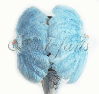 A pair Sky blue Single layer Feather fan 24"x 41"