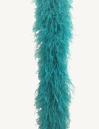 Boa en plumes d'autruche de luxe bleu sarcelle 12 plis
