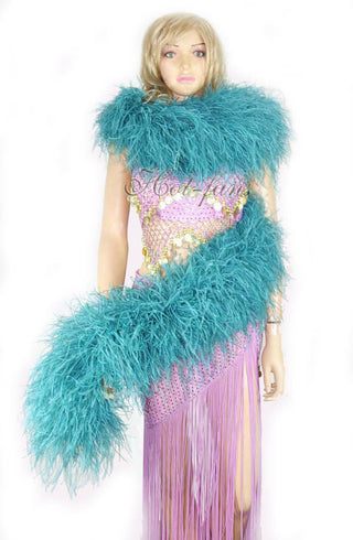 teal  Luxury Ostrich Feather Boa 20 ply