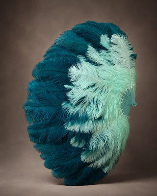 Mix Color 3 Layers Burlesque Ostrich Feather Fan 32" x 54" | Professional Control