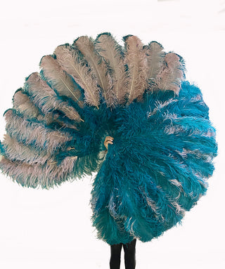 Custom U/D mix color Triple layers Ostrich Feather Fan 35"x 63"
