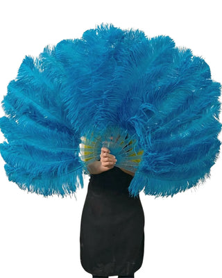 A pair turquoise Single layer Feather fan 24"x 41"