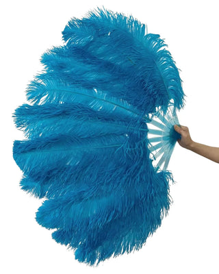 A pair turquoise Single layer Feather fan 24"x 41"