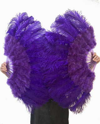 Éventail en plumes d'autruche Marabout violet 21"x 38"