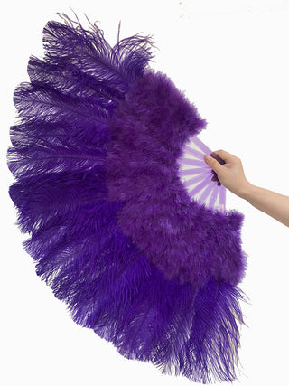 violet Marabou Ostrich Feather fan 21"x 38"