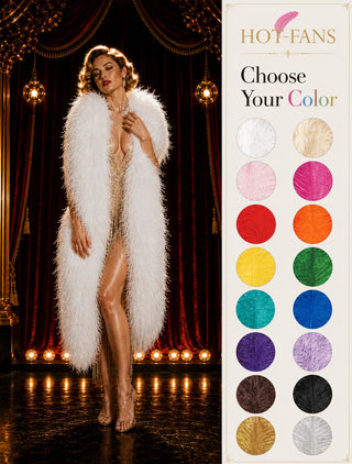 Luxury 30 ply ostrich feather boa showing rich full volume for theatre, dance performance, and stage styling