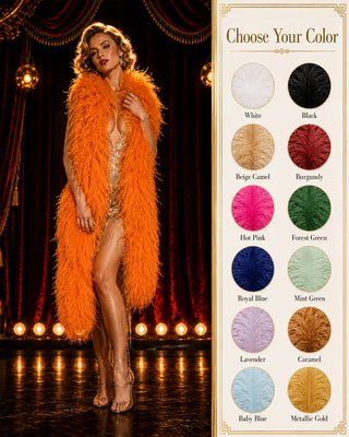 Fuller 20 ply ostrich feather boa showing rich feather color and balanced volume