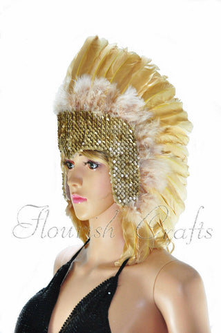 Wheat sequins crown feather las vegas dancer showgirl headgear headdress