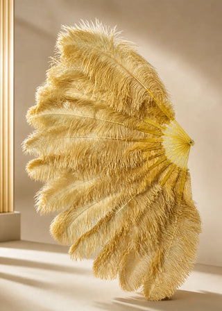 XL 2 Layers Ostrich Feather Fan 12 Staves 34" x 60" | Advanced Stage Look