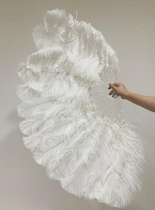 白い単層ダチョウの羽ファン全開 180 度 25 インチ x 50 インチ