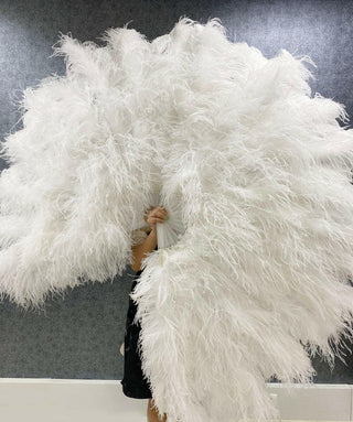 White 4 layers ostrich Feather Fan 35"x 67"