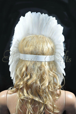White sequins crown feather las vegas dancer showgirl headgear headdress