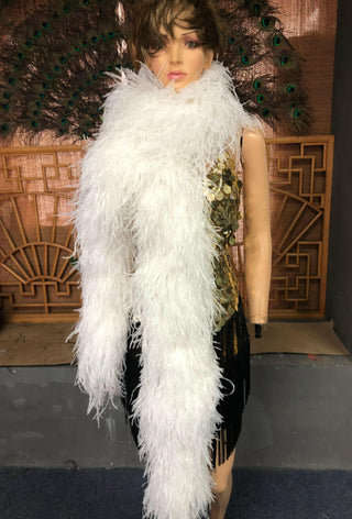 white Luxury Ostrich Feather Boa 25 ply