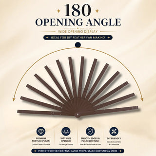 Acrylic PMMA 2 layers fan staves opening up to 180 degrees for DIY feather fan making