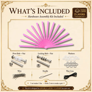 Acrylic PMMA 2 layers fan staves set of 14 with hardware assembly kit included