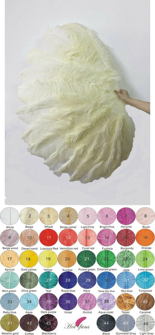 Custom select color 180 degree Full Open XL 2 layers Ostrich Feather Fan 34"x 68"