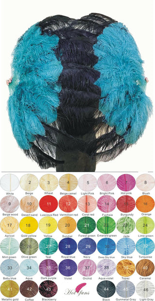 Custom U/D mix color 180 degree Full Open XL 2 layers Ostrich Feather Fan 34"x 68"