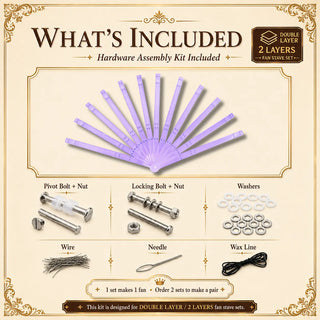 Acrylic PMMA XL 2 layers fan staves set of 12 with hardware assembly kit included