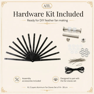 XL 2 Layers Aluminum Fan Staves Set of 14 – 38 cm with Hardware Kit