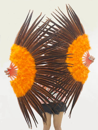 Orange Marabou & Pheasant Feather Fan