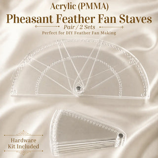 Acrylic PMMA pheasant feather fan staves set of 5 sold as a pair with 10 staves total for DIY feather fan making